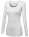 FPT Womens Basic Scoopneck Long Sleeve T-Shirt (S-3XL) WHITE M