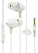 Bastex Universal Earphone/Ear Buds 3.5mm Plug Bass Stereo Headphones in-Ear Tangle Free Cable with Mic On Off Switch an Clip for iPhone iPod iPad Samsung Android Mp3 Mp4 and More - White