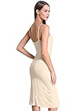 MSBASIC Women's Adjustable Spaghetti Straps Long Cami Slip Dress (Medium, Nude)