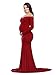 JustVH Maternity Fitted Gown Cross-Front V Neck Ruched Long Sleeve Maxi Photography Dress