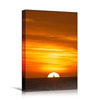 Canvas Wall Art Ocean Sunset Coastal Orange Photography Relax/Calm Romantics Sunset Warm - 12x18 inches