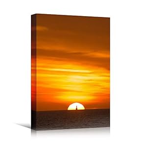 signwin Canvas Wall Art Ocean Sunset Coastal Orange...