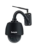 Sumpple Wireless WiFi 4X Optical Zoom PTZ Outdoor 960P Security Video Dome Camera Motion Sensor Activated with 4G SD Card Waterproof Night Vision Up to 98ft, Email Alarm, Work for IOS, Android or PC