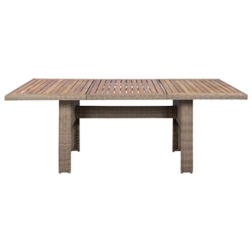vidaXL Gartenmöbel Set 9-TLG. mit Auflagen Gartengarnitur Sitzgruppe Gartenset Sitzgarnitur Esstisch Gartentisch Stühle Poly Rattan Braun – Bild 5