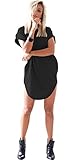 Doreen Fashion Women's Loose Hoodie T Shirt Tops Short Sleeve Mini Dress Casual Blouse Size 4 US Black.