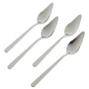 Set of 4 Fruit or Vegetable Serrated Stainless Steel Spoons