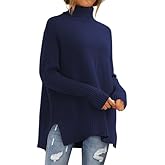 LILLUSORY Women's Oversized Turtleneck Sweaters Fall Batwing Sleeve Ribbed Tunic Sweater