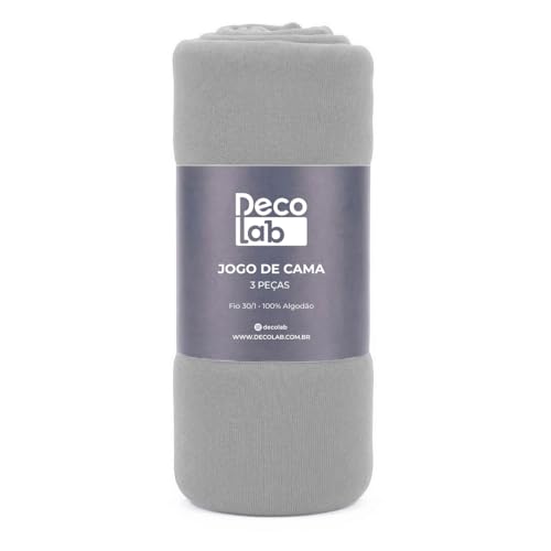 Decolab Jogo de Lençol Malha 100% Algodão Extra Macio - Roupa De Cama Antiácaro, Inclui Lençol Com Elástico (Forro) E Fronhas (Cinza-escuro, Solteiro Completo)