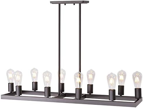 Lucidce Farmhouse Vintage Island Lighting Oil Rubbed Bronze Finish, Rectangular 10 Lights (Bulb not Including) Kitchen Island Light for Dining Room,Entryways, and Hallways
