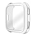 Falandi 3 Packs Screen Protector Case Compatible for Fitbit Versa, Ultra Slim Soft Full Cover Case for Fitbit Versa Face Cover Silver Black Clear (Classical 3-Pack)