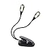 Book Light,wishacc Clip Reading Light/Music Stand Light/USB and Battery Operated/Portable E-Reader Lights with Eye-Friendly Brightness(Dual Arms)