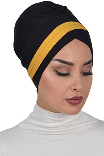 Instant Turban Cotton Scarf Head Wrap Cancer Chemo Headwear Two Colr Black Mstrd
