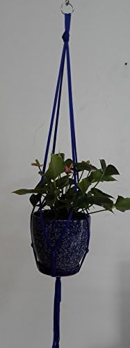 Washable More Stronger 4 Legs Nylon Rope Plant Holders in 9 Different Colors, 48-inches (From the Top of the Metal Ring to the Bottom) Including the Tassel Without the Pot (Navy Blue)