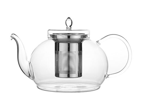 Teapot Set Glass Teapot Polo, 45oz/1330ml with Set of 2 Cups and Saucers, 5oz/150ml