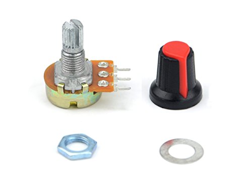 WGCD 12 PCS B2K B5K B10K B20K B50K B100K Ohm Knurled Shaft Linear Rotary Taper Potentiometer with Cap Kit