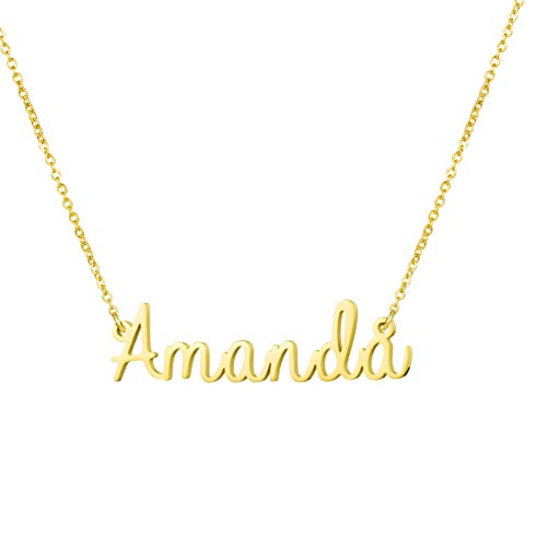 Awegift Personalized Name Necklace 18K Gold Plated