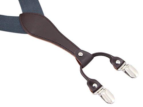 Bioterti Men’s Y-Back Wide Suspenders| Sturdy Stylish & Easy To Match|10 Colors (Dark Grey) - Thumbnail 2