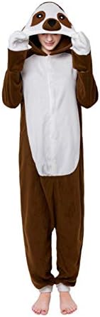 Unisex Adult Onesie Cosplay Costume Pajamas Animal Halloween Xmas Gift - Orange Tigger XL(Fit Height 70.1 in-72.8 in )NO SHOES (M, Sloth)