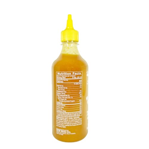 FLYING GOOSE SRIRACHA HOT SAUCE, 15.3 OZ (455ML), YELLOW CHILI FLAVOR, THAILAND SWEET CHILI SAUCE, GLUTEN-FREE & VEGAN, PACK OF 1