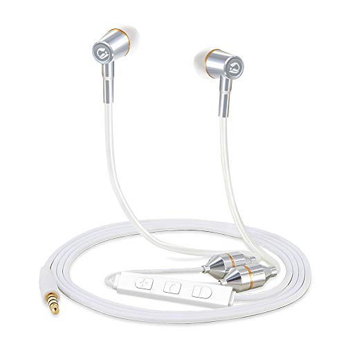 Tuisy Air Tube Headset – Upgraded Radiation Free Headphones Earbuds Earphone with Microphone and Volume Control, EMF Protection, Universal for iPhone Samsung iPad iPod MP3 & More, White