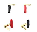 [4 Pack] Hi-end Copper Right Angle/90 Degree Screw Type Banana Plug / Speaker Cable Connector [Banana De L]