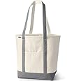 Lands' End Open Top Long Handle Canvas Tote Bag
