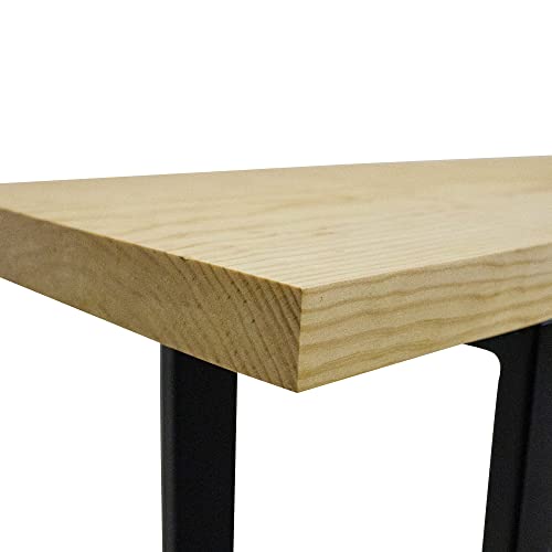 CASA FERRO Elegante Banca Resistente Exterior de Madera Maciza y Metal. Pie de Cama King Size, Comedor, Terraza, Jardín. Estilo Moderno Minimalista. (Pino Natural G 1.50 m)