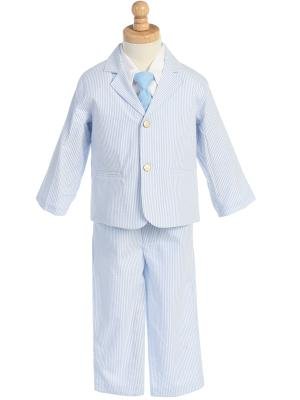 Boys Seersucker Suit-Khaki - 4T