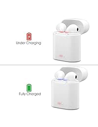 Auriculares deportivos inalámbricos con Bluetooth, estéreo, con cancelación de ruido, 2 micrófonos integrados, funda de carga, para la mayoría de los smartphones, color blanco
