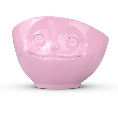 FIFTYEIGHT PRODUCTS TASSEN Porcelain Bowl, Dreamy Face Edition, 16 oz. Pink, (Single Bowl) for Serving Cereal, Soup