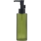 100Ml/3.4oz Green Empty Frosted Glass Lotion Pump Bottle with Black Pump Refillable Essential Oil Soap Vial Dispenser Cosmetic Containers for Travel