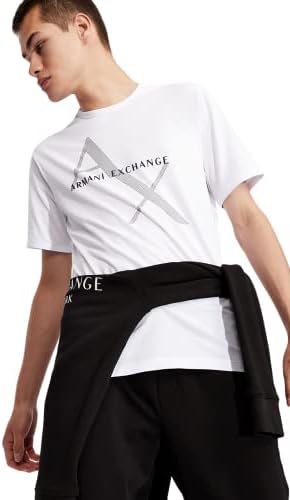 A|X ARMANI EXCHANGE mens Tonal and Contrast Logo Core Crew Neck T