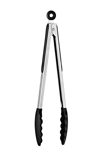 INeibo Kitchen Premium Silicone Tongs 12”- Non-slip & Easy Grip Stainless Steel Handle - Smart Locking Clip - Heat Resistant, Food Grade - Handy Utensil For Cooking, Serving, Barbecue, Buffet, Salad, Ice, Oven (black)
