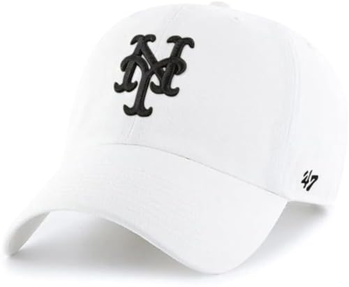 '47 MLB Black White Clean Up Verstellbare Mütze, Erwachsene, Einheitsgröße, New York Mets Weiß, Einheitsgre