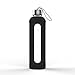 Xtremeglas Glass Water Bottles with Times to Drink 32 Oz Water Bottle with Silicone Sleeve Motivational Water Bottle with Time Marker Waterbottle 1 Litre (Black)