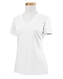 Fruit Of The Loom L39VR Ladies 5 oz., 100% Heavy Cotton HD V-Neck T-Shirt White Medium
