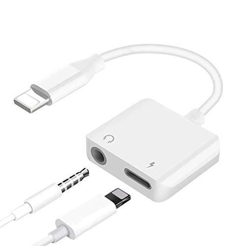 Adapter for iPhone 8 Audio and Charge Adapter for iPhone for iPhone 7/8Plus/XR/X/XS/XS max Adapter Audio + Charger Splitter Dual Adaptor for iPhone 7 Adapter 3.5mm Aux Charging Cable Connector iOS 12