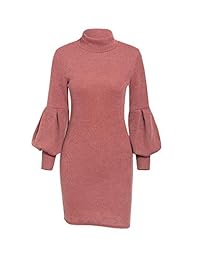 Vestido de suéter a media pierna elegante con cuello de tortuga y cuello alto de Zandiceno para mujer Vestido informal de punto holgado de  e