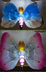 Solar Fiber Optic Butterflies of Two - Blue and Pink