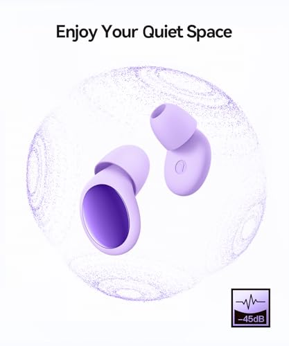 45dB Ear Plugs for Sleeping Noise Cancelling Ear Plugs for Noise Reduction & Snoring, Concerts, Earplugs for Sleep,Sider Sleepers Airplane, Silicone Earplugs Reusable (Violet, 1 Count (Pack of 1))