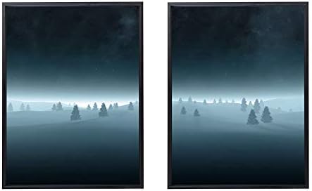 50x70cm X2枚 ライト高級 クリスタル磁器の装飾画 黒アルミ合金フレーム 木モミの木雪の輪郭を描く暗い霧の闇 アートパネル 壁掛け絵画 インテリアアート 玄関 モダン 感謝価格 部屋飾り 壁飾り おしゃれ 絵画 壁ポスター 現代 壁掛け