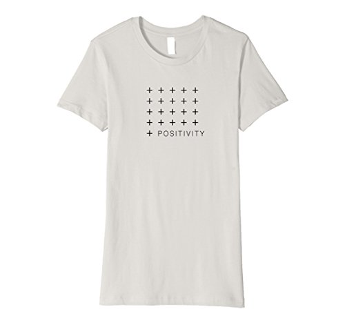 Women's Be Positive Designer T Shirt Small Silver