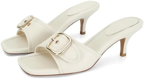 Amazon.com | FOWT Women Square Open Toe Mules Slip on Kitten Mid