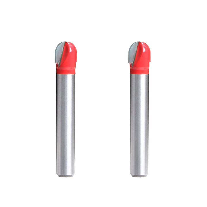 Aopin Core Box Router Bit 5/16" Cutting Dia 1/4" Shank Dia Double Flute Round Nose Tipped Round Groove Router Bit, Carbide, Black, Silver, 2Pcs