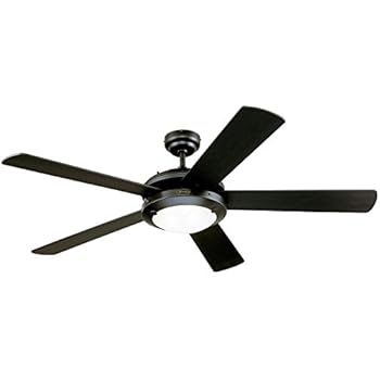 Westinghouse Lighting 7801665 Comet 52-Inch Matte Black Indoor Ceiling Fan, Light Kit with Frosted Glass