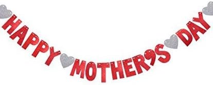 Glitter Mother's Day Banner Happy Mother's Day Bunting Banner Garland Mother's Day Decorations Photo Prop Photo Booth Backdrop (Mother's Day)