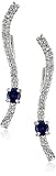 Sterling Silver Created Blue and White Sapphire Ear Crawler Earrings