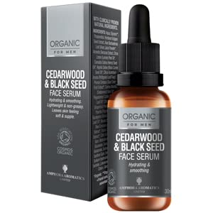 Amphora Aromatics Cedarwood & Black Seed Hydrating Face Serum For Men COSMOS Organic 30ml