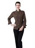 JXH Chef Uniforms women's long sleeve chef coat brown blue and olive