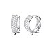 Carleen 14K White Gold Plated Sterling Silver Pave Set Stunning Cubic Zirconia CZ Simulated Diamond Small/Tiny/Mini/Little Thick Huggie Cartilage Hoop Earrings for Women, Diameter 15mm Width 5mm